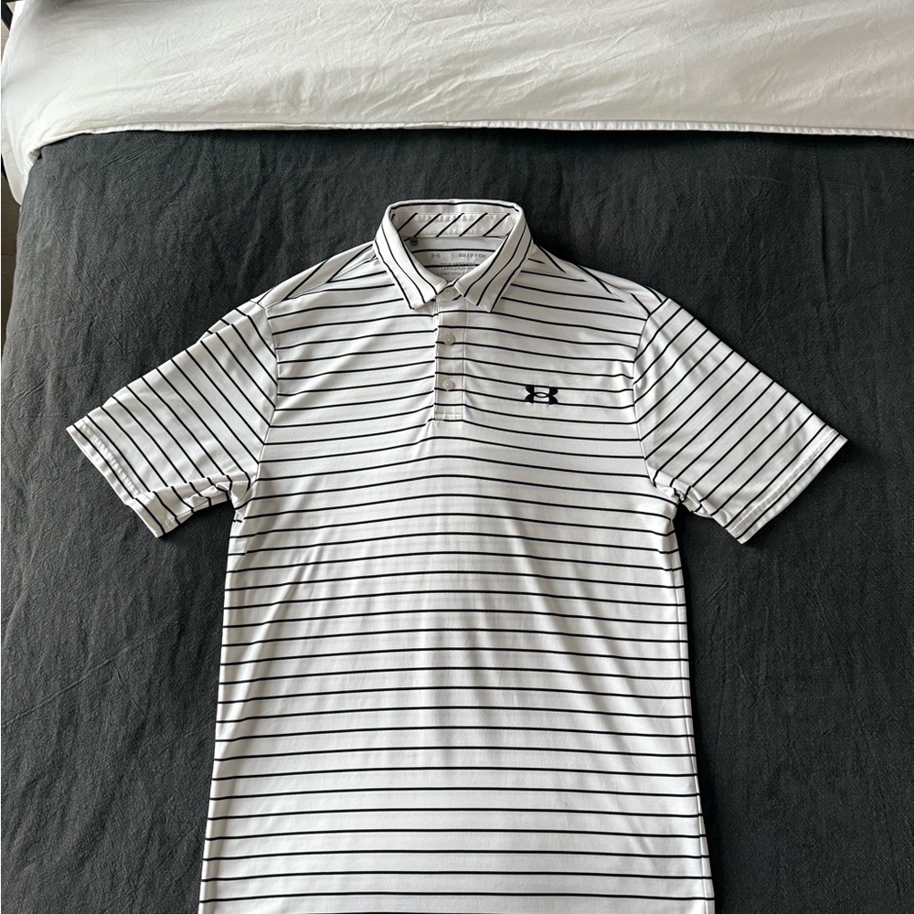 Under Armour Men's Striped Polo Shirt - Black and White
